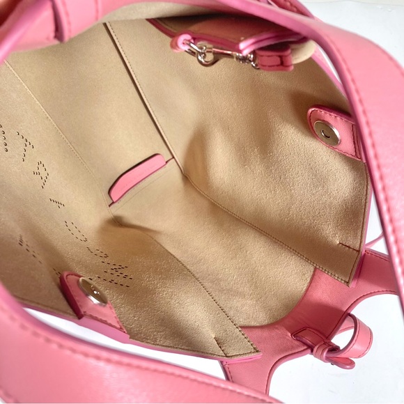 Stella McCartney Perforated Logo Faux Leather Medium Satchel Bag Pink NEW - Picture 10 of 17